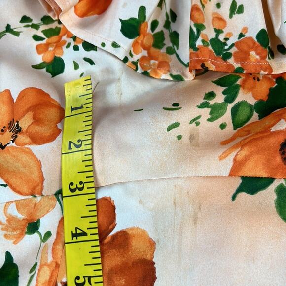 Vintage 70s does Victorian unbranded ruffled orange floral maxi dress, small - Picture 9 of 16